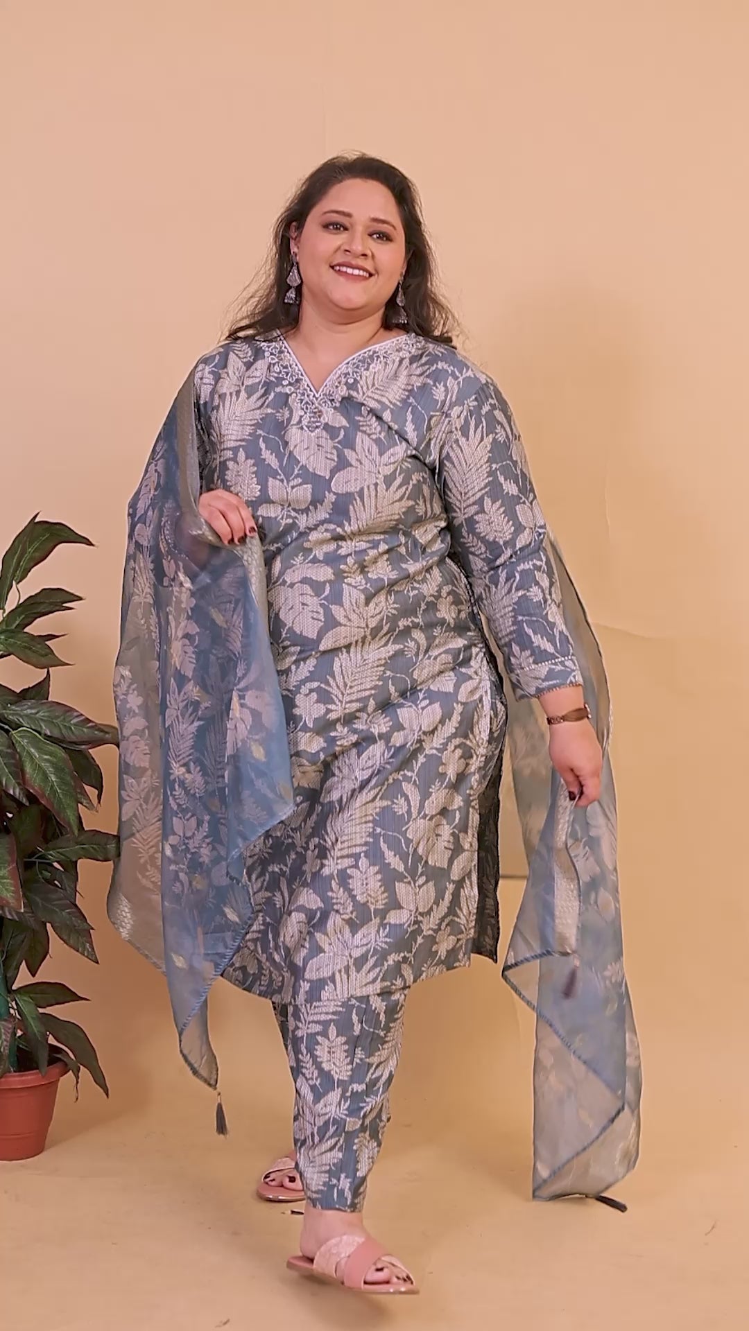 Grey Premium Lichi Viscose Handwork Classic Salwar Suit